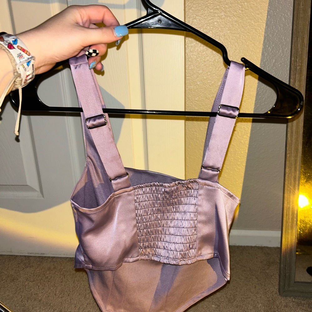 Purple Satin Crop Top